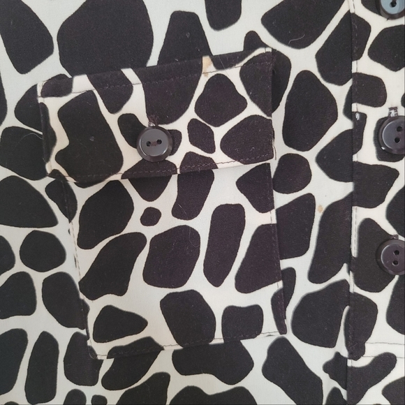 Enfocus Studio Midi Down Dress Brown And White Giraffe Print Dress US 16 - Picture 3 of 11